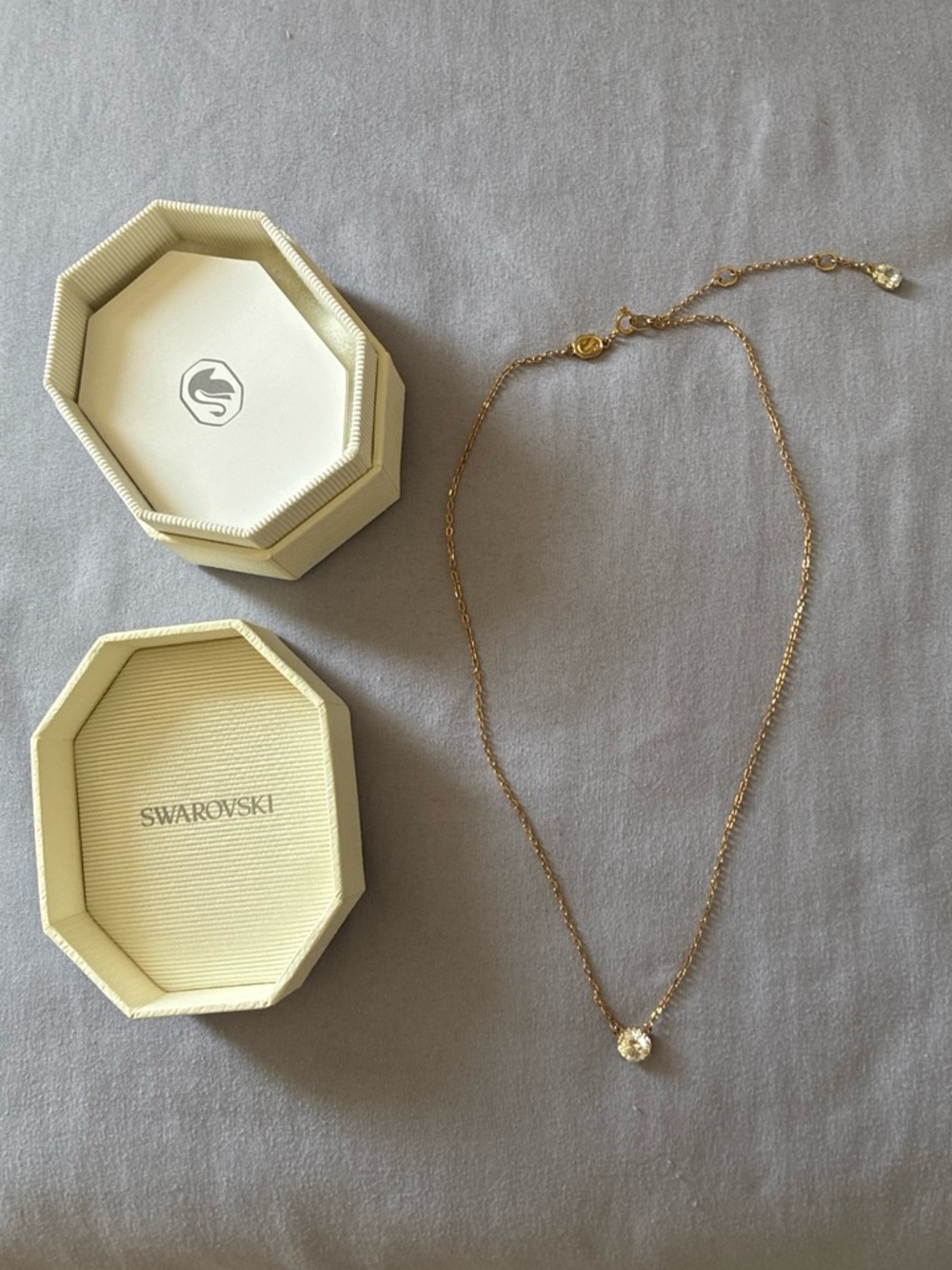 Swarovski Gold Crystal Solitaire Necklace